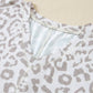 Brown Leopard Print V Neck Plus Size T Shirt