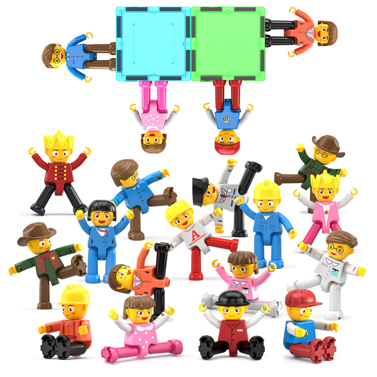 PicassoTiles 16pc Magnetic Tile Characters