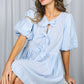 Bow Tie Front Striped Baby Doll Mini Dress VD82683