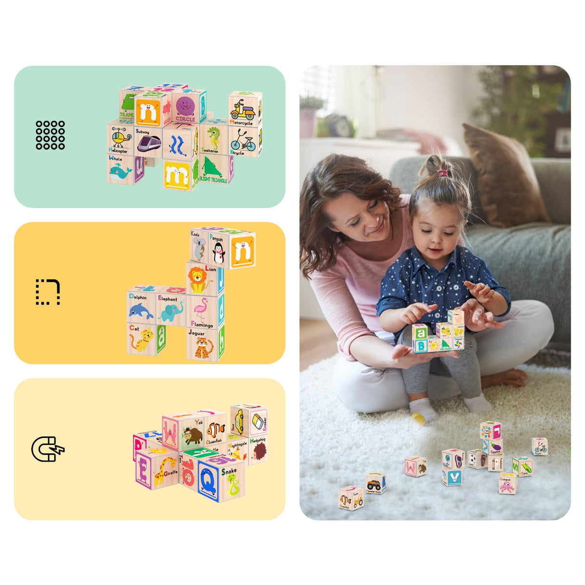 PicassoTiles 36pc 1" Magnetic Cubes Set