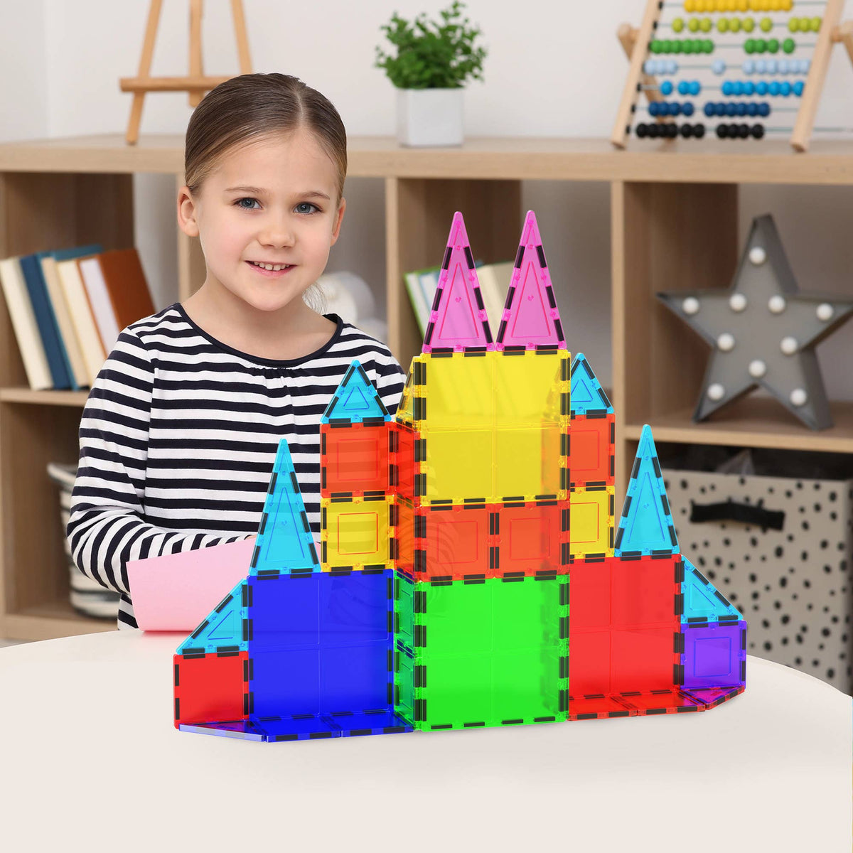 PicassoTiles 4pc Large Square Magnet Tiles Expansion Pack