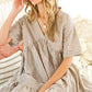 V-Neck Striped 100% Cotton Tiered Woven Dress VD81038