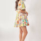 PLUS FLORAL PUFF SHORT SLEEVE BABYDOLL MINI DRESS