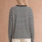 Halloween Ghost Appliqué Striped Long Sleeve Top