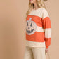 Pumpkin Appliqué Color Block Pullover