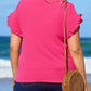 Bright Pink Ruffled Short Sleeve Plus Size Top