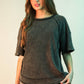 NT12086X-PLUS SIZE Mineral Washed Ribbed Knit Casual Top
