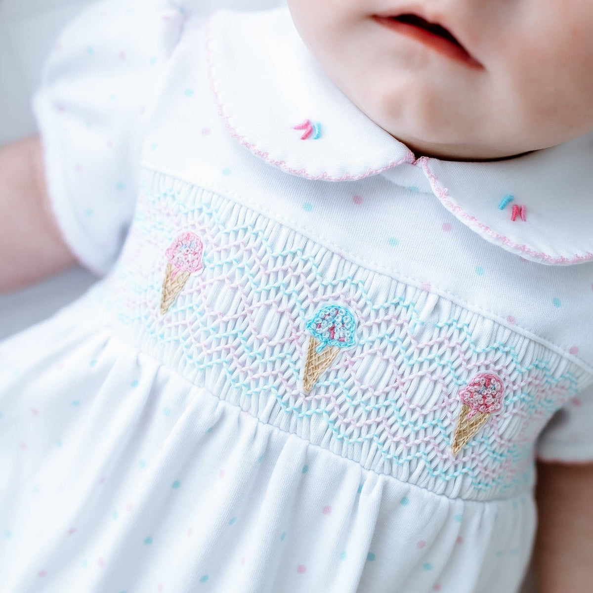 Ice Cream Classics Smocked Collared Bubble
