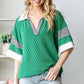 BASIC COLLAR URBAN RIBBED CONTRAST TOP