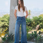 HIGH RISE DOUBLE CUFFED BAGGY WIDE JEANS