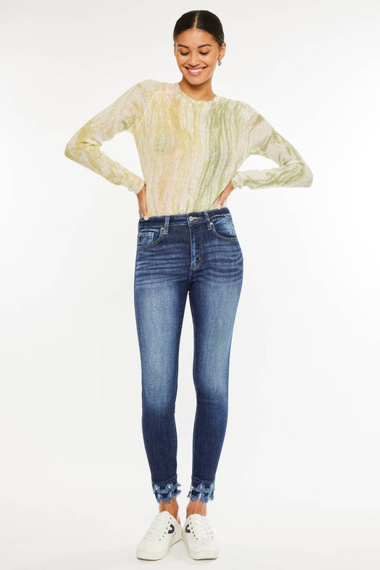 Dark Skinny Frayed Jeans