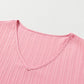 Peach Blossom Ruffled Half Sleeve V Neck Textured Plus Top