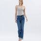 HIGH RISE DARK WASH CUFFED STRAIGHT JEANS