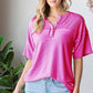 SHORT SLEEVE 2 TONE URBAN RIB BUTTON UP TOP