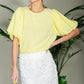Round Neck Short Bubble Sleeve Woven Blouse Top VT81715B