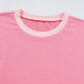 Peach Blossom Half Sleeve Raw Seam High Low Side Split Top
