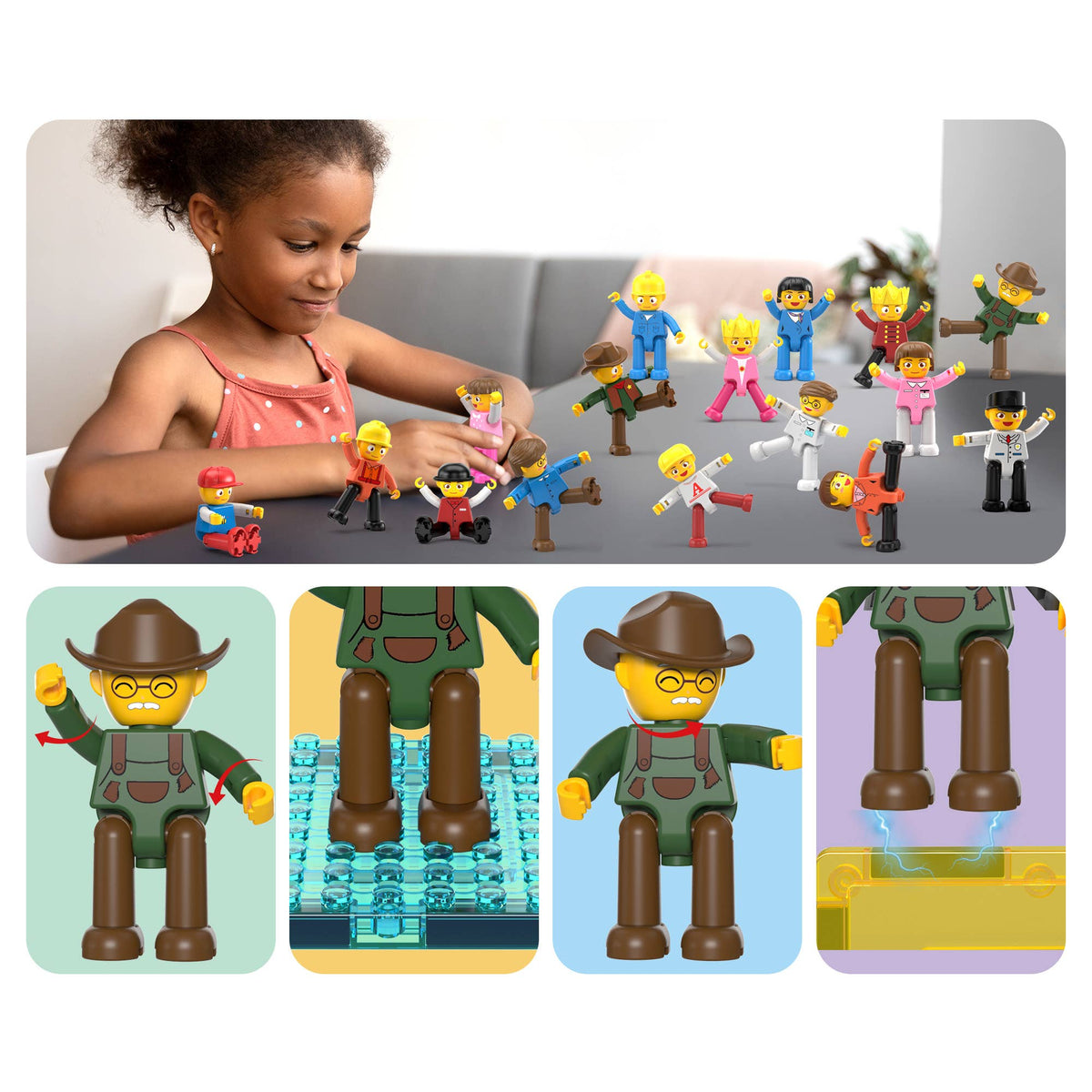 PicassoTiles 16pc Magnetic Tile Characters