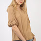 NT11467-Half Puff Sleeve Crinkle Knit Top