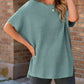Gray Short Sleeve Side Slit Oversized Sweater