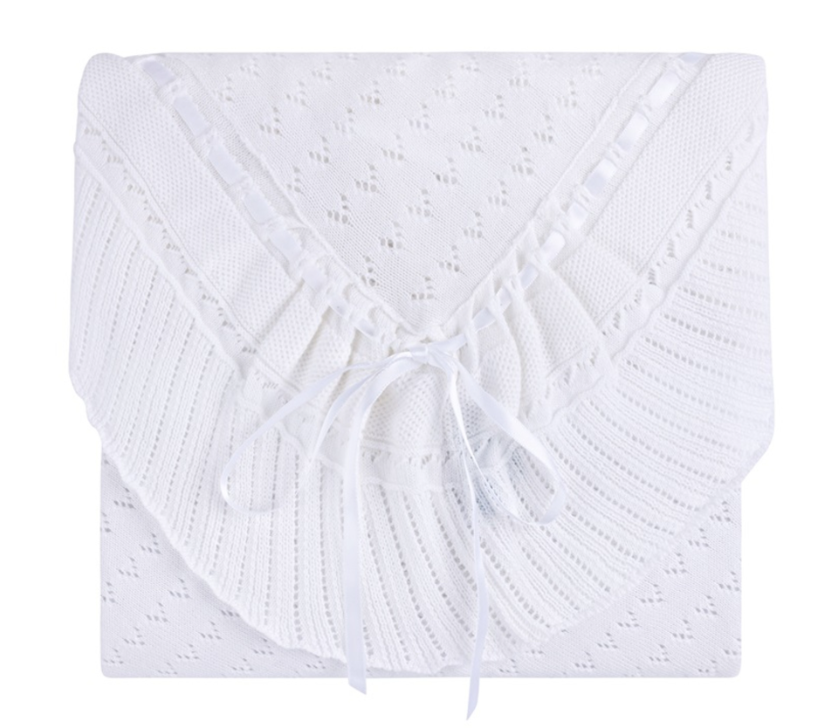 Pointelle Knit Ruffle Blanket