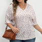 Brown Leopard Print V Neck Plus Size T Shirt