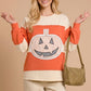 Pumpkin Appliqué Color Block Pullover