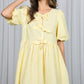 Bow Tie Front Striped Baby Doll Mini Dress VD82683