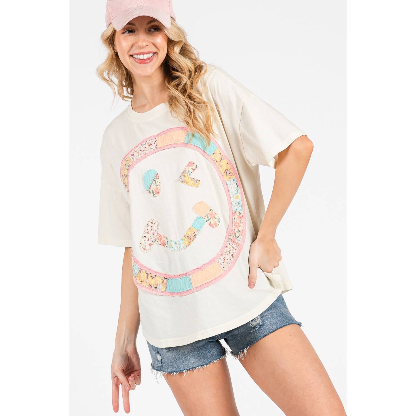 BOHO PATCHWORK SMILEY TEE