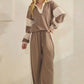 LONG SLEEVE MANDARIN COLLAR SOLID CONTRAST TOP