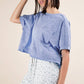 NT11429-Mineral Washed Oversized Crop Comfy Knit Top