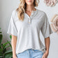 SHORT SLEEVE 2 TONE URBAN RIB BUTTON UP TOP
