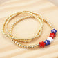 4th of July Bracelet Set Ball Beads CCB Gold