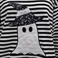 Halloween Ghost Appliqué Striped Long Sleeve Top