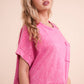 NT11429-Mineral Washed Oversized Crop Comfy Knit Top