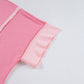 Peach Blossom Half Sleeve Raw Seam High Low Side Split Top