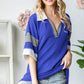BASIC COLLAR URBAN RIBBED CONTRAST TOP
