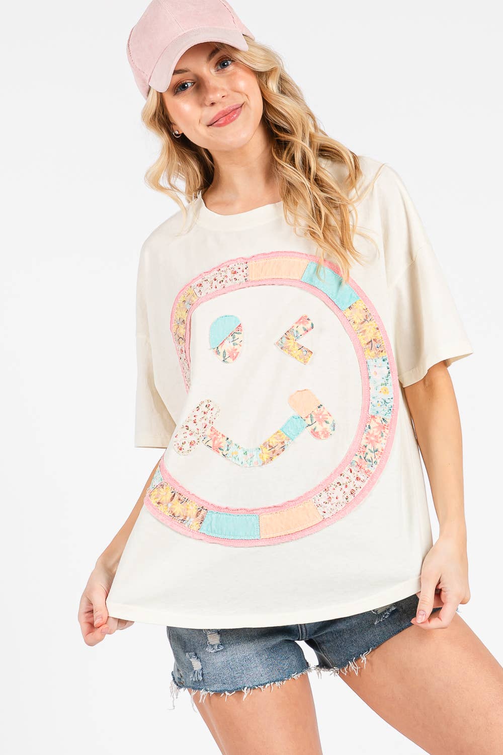 BOHO PATCHWORK SMILEY TEE
